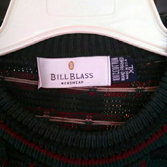 Men's Vintage 80s 90s Bill Blass Crewneck Hand Framed Sweater - Picture 2 of 4